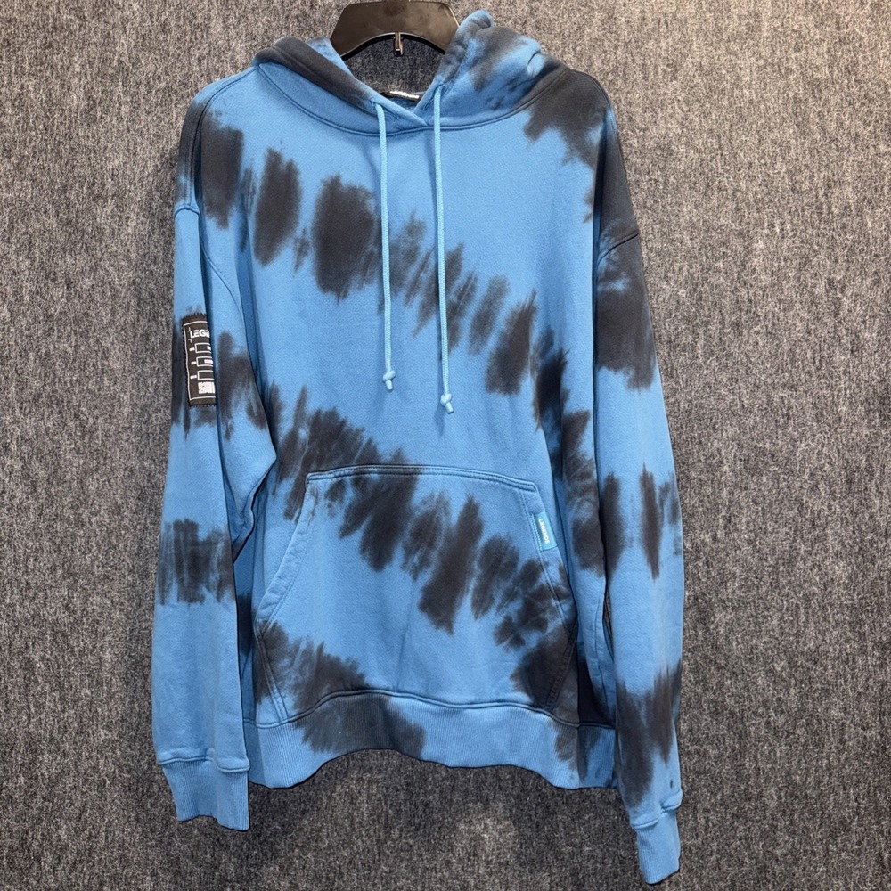 LEGENDS Fairfax Hoodie Mens Large Ink Blue Charcoal Tie Dye Cotton Pullover